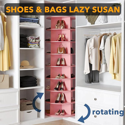 SpaceAid 8 Tier Rotating Shoe Rack Tower, Spinning Shoe Display Lazy Susan