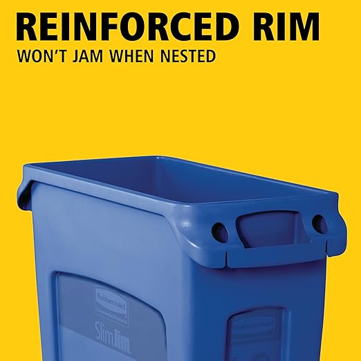 Rubbermaid Commercial Products Slim Jim Plastic Rectangular Recycling Bin/Trash