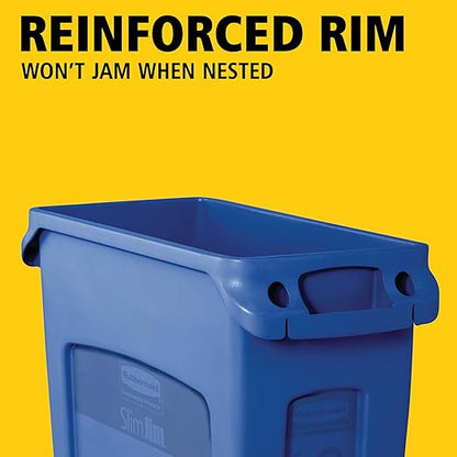Rubbermaid Commercial Products Slim Jim Plastic Rectangular Recycling Bin/Trash