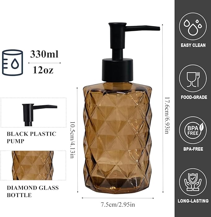 12Oz Small Glass Soap Dispenser