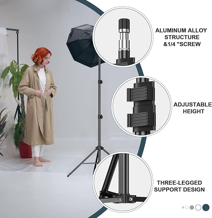 EMART 7 Ft Light Stand for Photography, Portable Photo Video Lighting Tripod with Carry Case for Speedlight, Flash, Softbox, Strobe, Camera, Selfie, Photographic Portrait -1 Pack