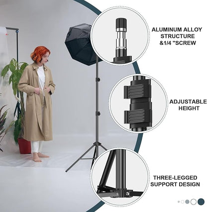 EMART 7 Ft Light Stand for Photography, Portable Photo Video Lighting Tripod with Carry Case for Speedlight, Flash, Softbox, Strobe, Camera, Selfie, Photographic Portrait -1 Pack