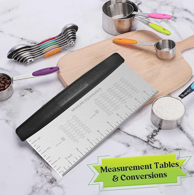 HULISEN Large Bench Scraper for Baking, 10 inch Dough Pastry Scraper