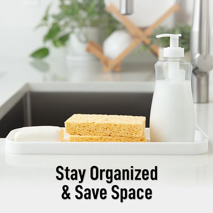 Zulay Kitchen Large Silicone Sponge Holder – Flexible Sink Organizer Tray
