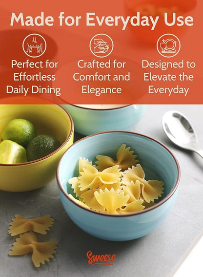 Sweese 4 Oz Porcelain Bowls Set - 6 Mini Dip Bowls, Multicolor, Dishwasher, Microwave Safe