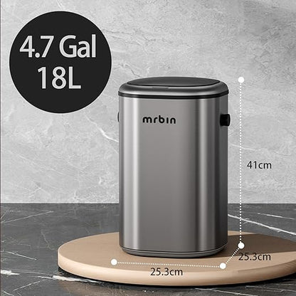 MRBIN Stainless Steel Adsorption Motion Sensor Trash Can Removable, 18L /