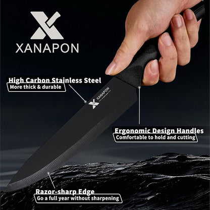XANAPON 19-Piece Black Kitchen Knife Set