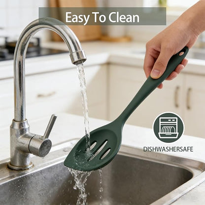 2-Pieces Silicone Cooking Spoon Spatula, Large Serving Spoons