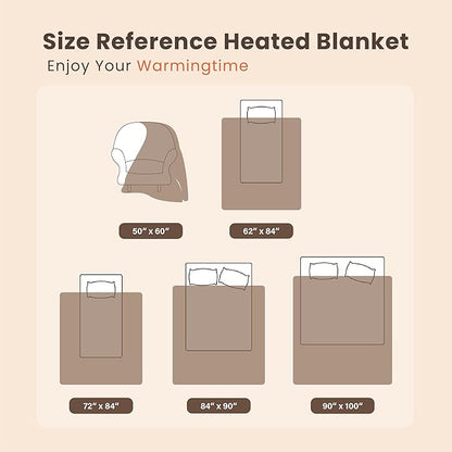 Heated Blanket Electric Blanket King Waffle, 90x100 Inches Dual Controllers