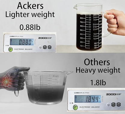 Ackers Mirror Etching Scale Glass Measuring Cup--Made of High Borosilicate