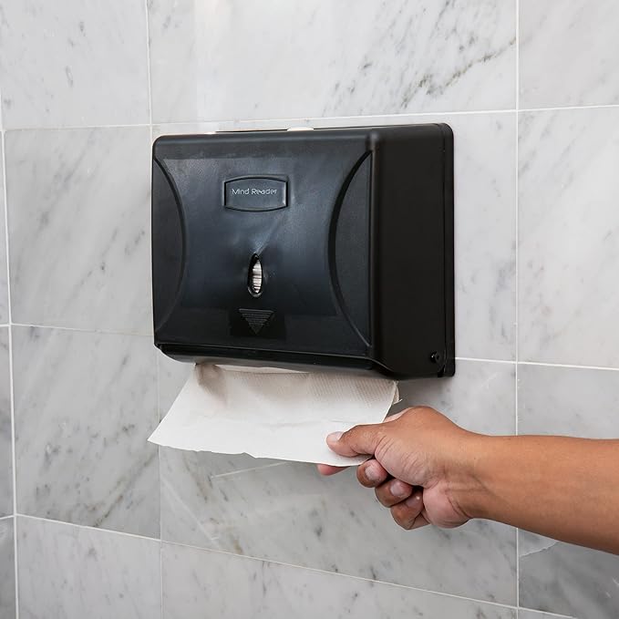 Mind Reader Paper Towel Dispenser, Tri-Fold Towel Holder, Wall Mount