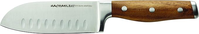 Rachael Ray Cucina Cutlery 2-Piece Japanese Stainless Steel Santoku Knife Set with Acacia Handles - ,Acacia Wood