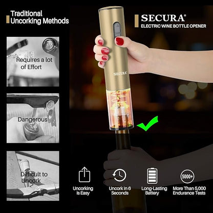 Secura Electric Wine Opener, Automatic Bottle Corkscrew Opener