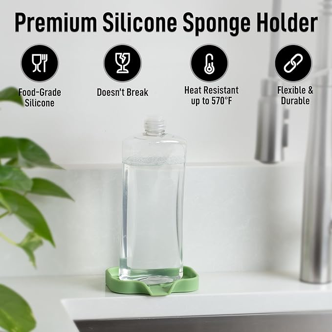 Zulay Kitchen Small Silicone Sponge Holder – Space-Saving Sink Organizer Tray