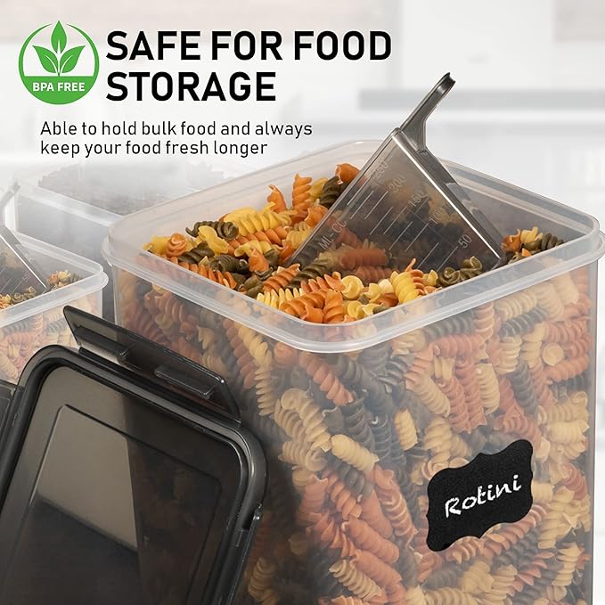 WHITE FEATHER SUPPLIES 2 PC [6.5L / 220 Oz] Large Flour Sugar Storage Containers - Leak Proof, BPA Free, Clear Plastic Food Storage Containers with Lids Airtight - Bulk Storage for Kitchen and Pantry