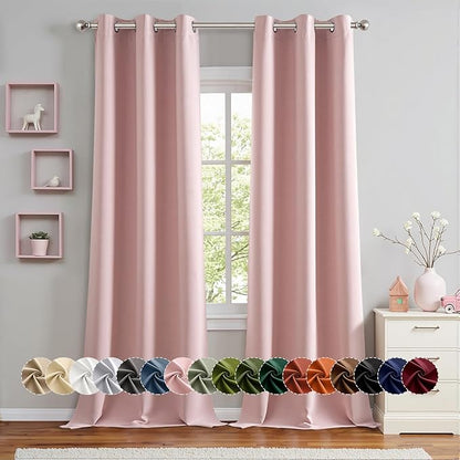 MIULEE Baby Pink Blackout Curtains