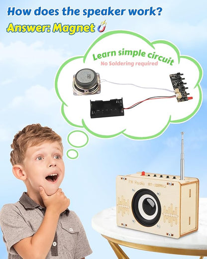 Poraxy Science Kits for Kids Age 8-12 12-14, STEM Kits 8-10, Build Your Own FM Radio Kit, Electronic Circuits DIY Experiment Engineering Building Project, Toys Gifts for Teen Boys Girls 9 11 13 15 16+