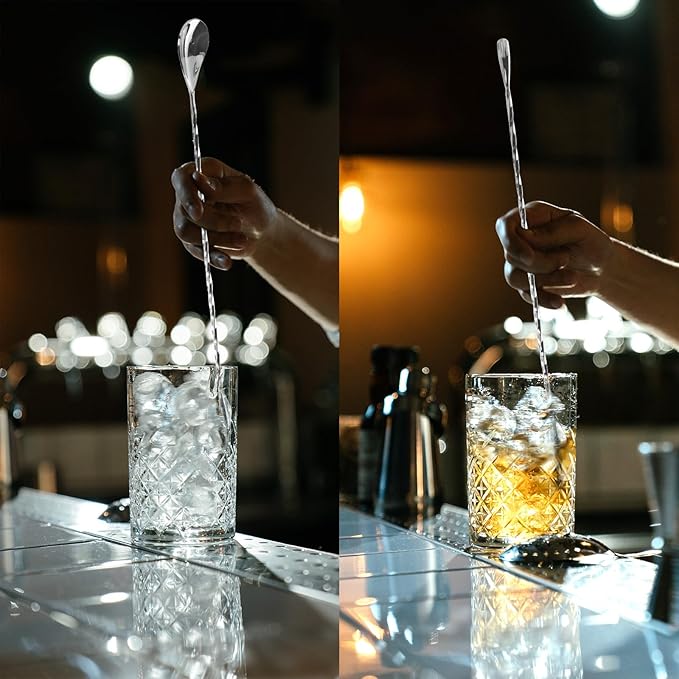 Briout 4 Pieces Bar Spoon, 12 Inches Long Handle Drink Stirrer