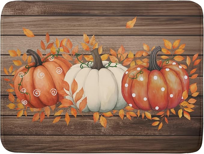 Autumn Pumpkin Dish Drying Mat Rustic Wood Dish Drainer Mats Fast Dry
