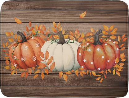 Autumn Pumpkin Dish Drying Mat Rustic Wood Dish Drainer Mats Fast Dry
