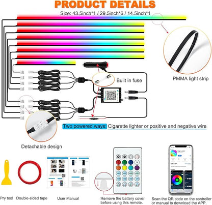 Jushope Interior Car LED Strip Lights, Acrylic LED Lights
