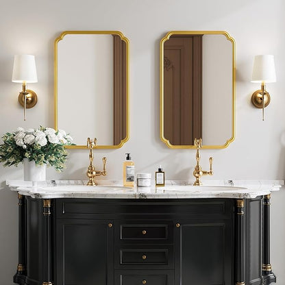 22x34 Inch Gold Bathroom Mirror, Metal Framed Wall Mirror