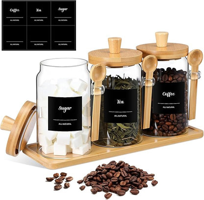Suclain 3 Pcs Glass Coffee Container