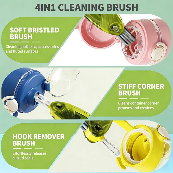 3 in 1 Cup Lid Gap Cleaning Brush Set, 3 Colors