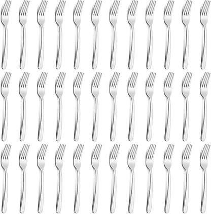 Pleafind 36-Pcs Salad Forks Set (7.1 inch), Stainless Steel Flatware Forks Silverware, Mirror Polished Dessert Forks Bulk Set, Small Metal Forks for Home, Kitchen, Restaurant, Dishwasher Safe