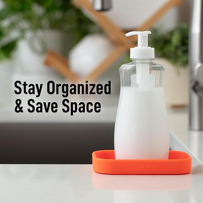 Zulay Kitchen Small Silicone Sponge Holder – Space-Saving Sink Organizer Tray