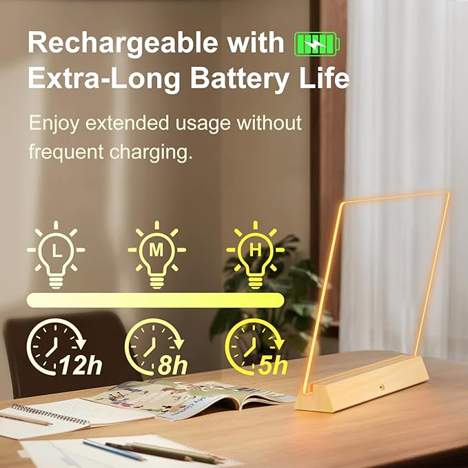 LED Note Board with Colors, Rechargeable 17-Inch Doodle Glow 9-Mode Light Up