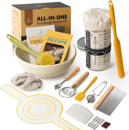 Sourdough Starter Kit, Banneton Bread Proofing Basket Set