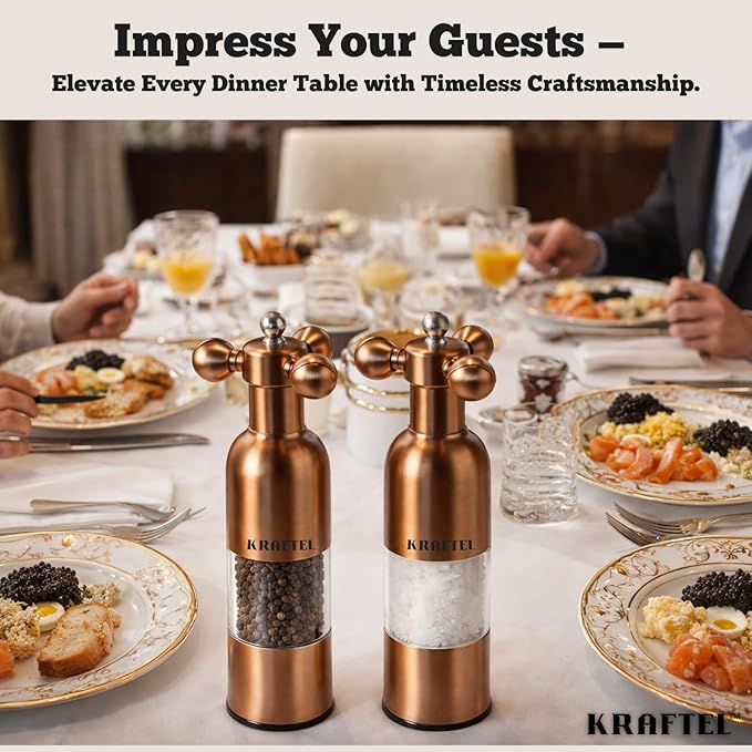 Premium 8" Salt and Pepper Grinder 2PK. Large Peppermill