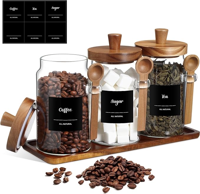 Suclain 3 Pcs Glass Coffee Container