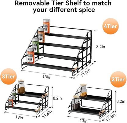 Bunoxea Spice Rack 4 Tier Kitchen Cabinet Organizer, Countertop Spice Rack