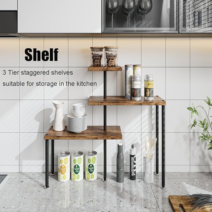 Countertop Organizer Organization 3 Tier Kitchen Corner Shelves Adjustable