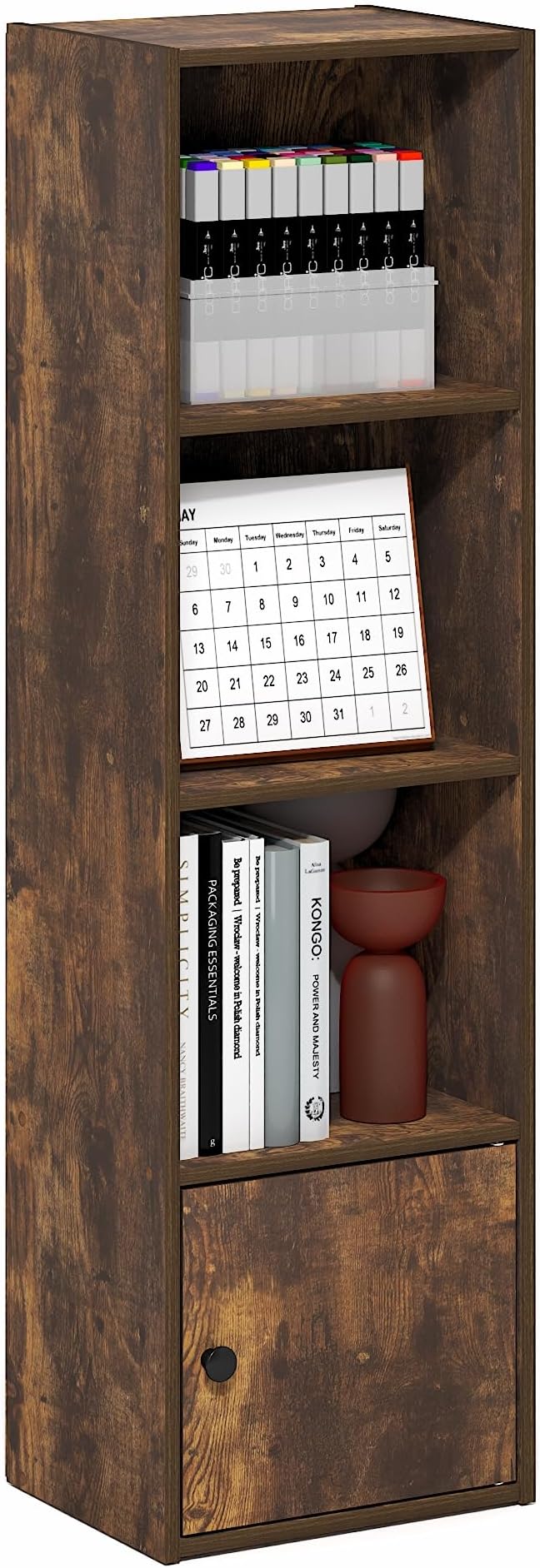 Furinno LUDER Book Shelf, 4-Tier Bookshelf
