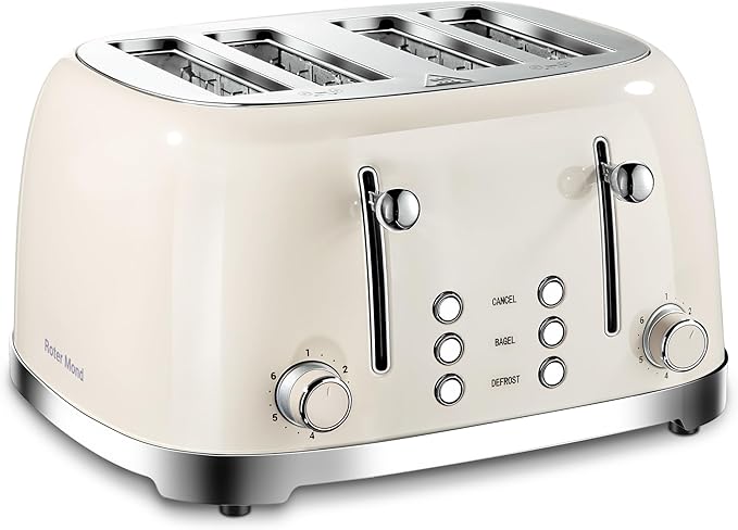 4 Slice Toaster Roter Mond Retro Stainless Steel