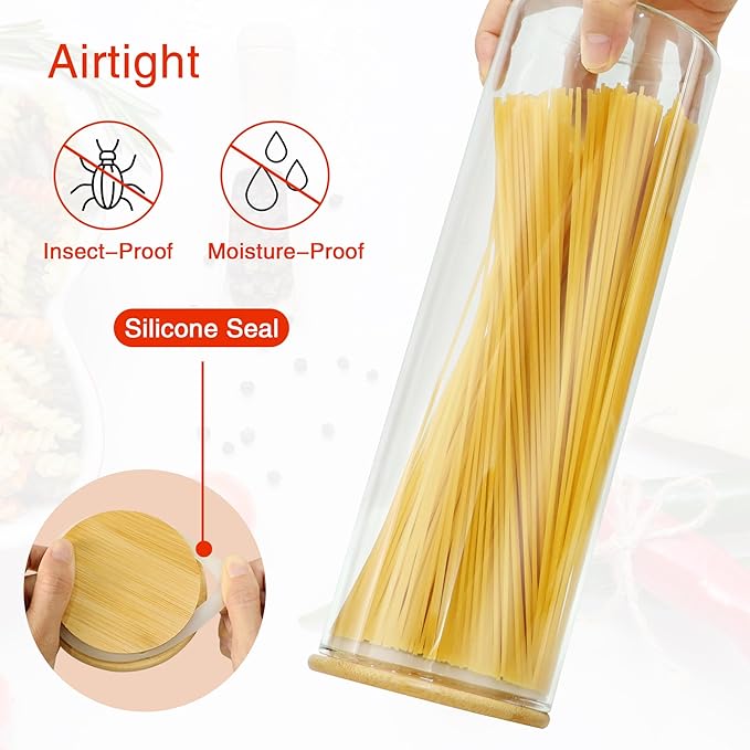 BGraceyy Glass Jars with Bamboo Lids, 72oz 3Pcs Kitchen Glass Containers with