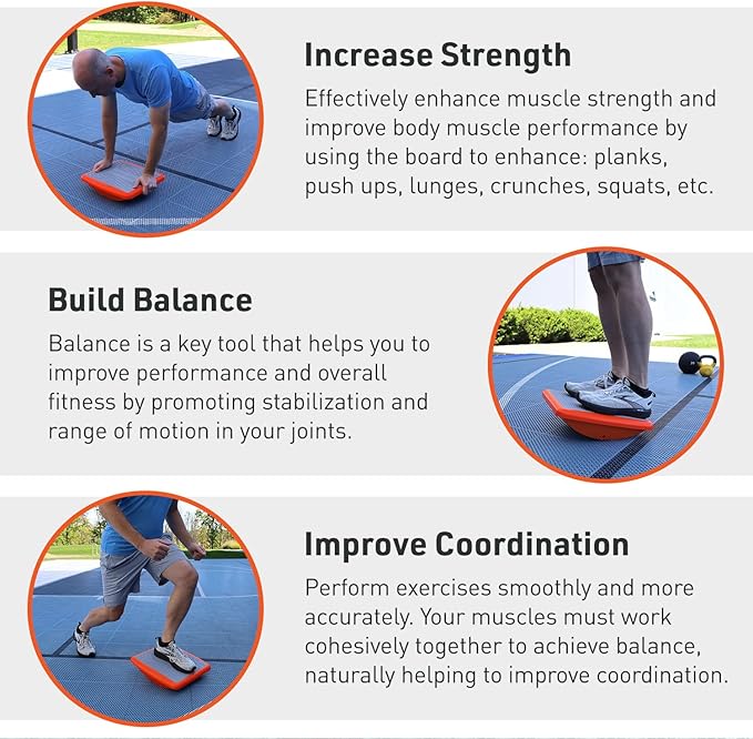Body Sport Rocker Board for Balance Training, Standing Desk, Physical Therapy &