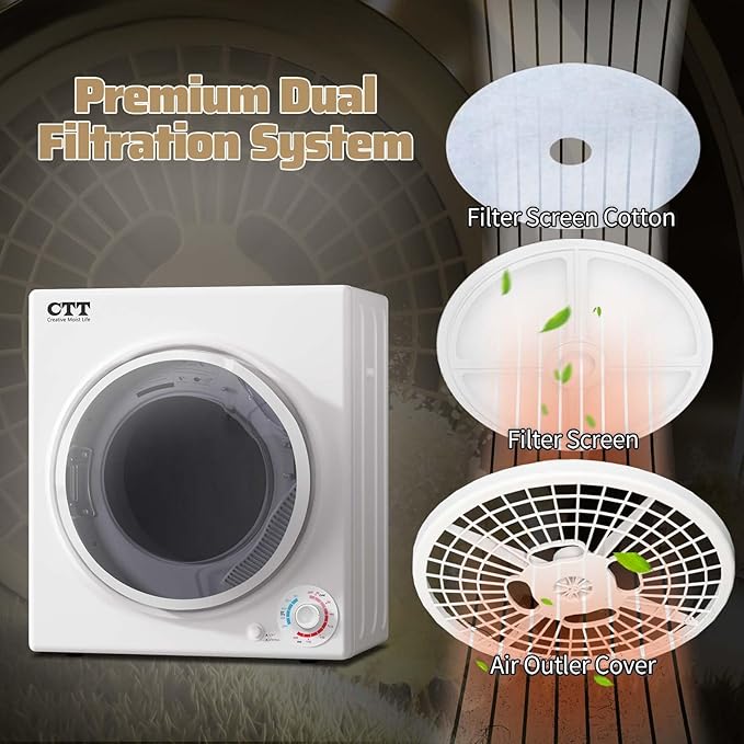 CTT Portable Clothes Dryer 3.5 cu.ft, 110V Laundry Dryer