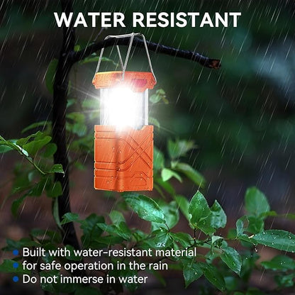LETMY 4 Pack Camping Lantern, Rechargeable LED Lanterns, Solar Lantern Battery Powered Hurricane Lanterns Flashlight with 3 Powered Ways & USB Cable for Emergency, Power Outage, Hurricane Supplies