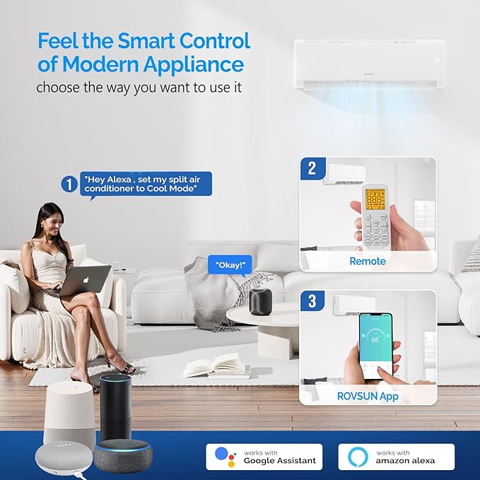 ROVSUN 12000 BTU Wifi Enabled Mini Split Air Conditioner & Heater