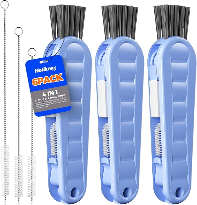 6 Pack Holikme 4 in 1 Cup Lid Cleaning Brush Set