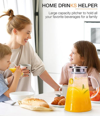 LUNA&MANTHA Glass Pitcher, 2 Liter 68oz Water Pitcher