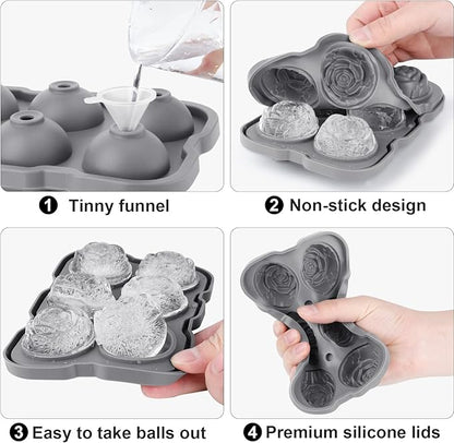 Ice Cube Tray, Mikiwon 2 inch Rose Ice Cube Trays