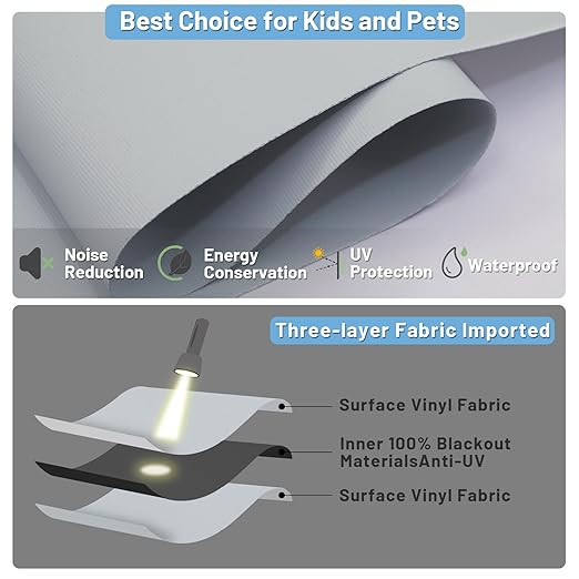 Motorized Blinds with Remote Control, 100% Blackout Cordless Wireless Electric