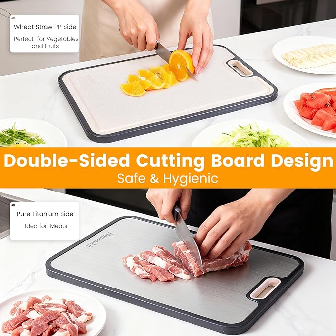 Titanium Cutting Board for Kitchen, Double Sided Cutting Board, Pure Titanium