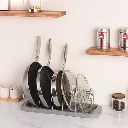 Adjustable Pot Lid Organizer Rack, 9 Compartments Cabinet Storage Holder