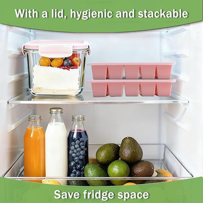 Ice Cube Trays for Freezer, 2 Pack Easy Release Slicone Ice Cube Tray